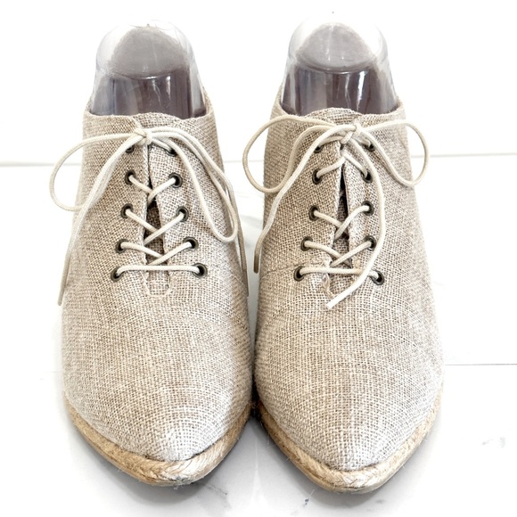 Ateliers Handmade Natural Fabric Jute Wedge Oxfords EU 41 US 10 Pointy Toe - Picture 2 of 10